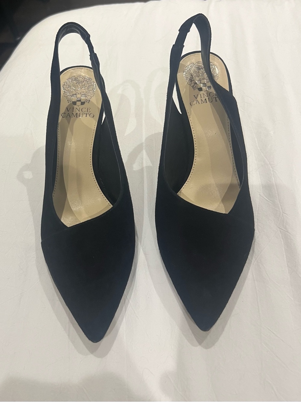 Vince Camuto Black Pointed Toe Slingback Heels